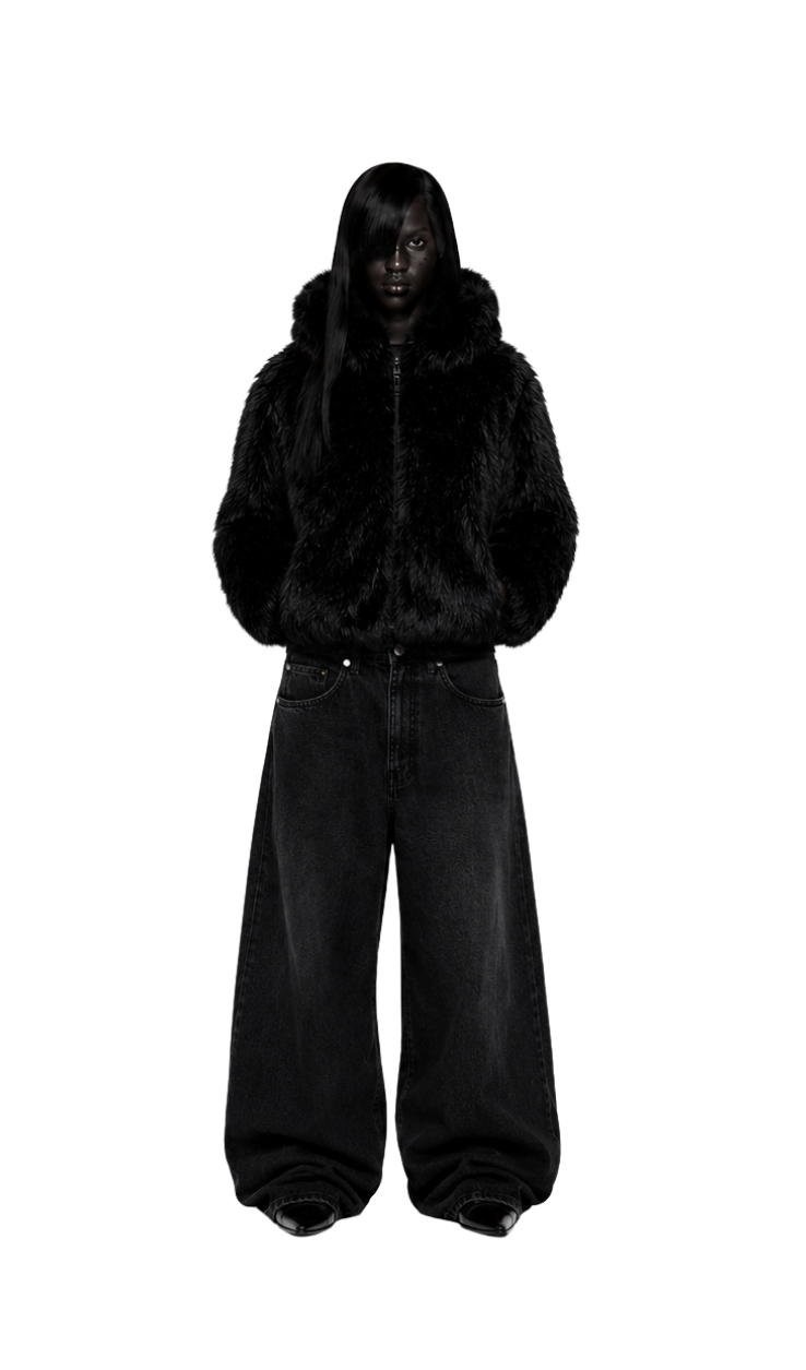 Bear Virgin-Fur Zip Hoodie